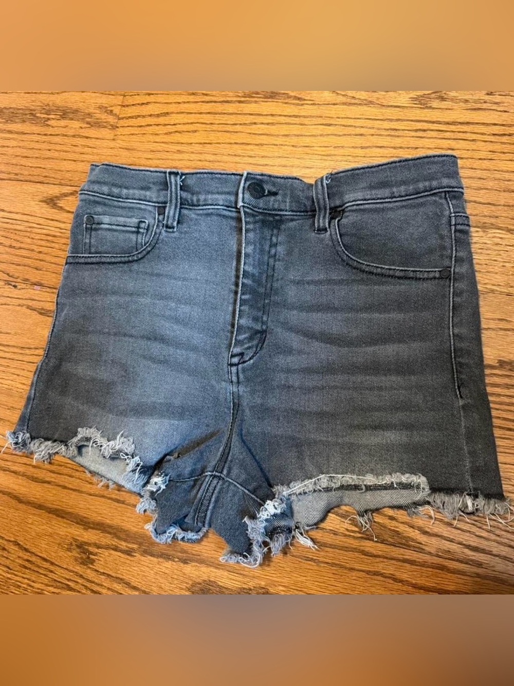 Celebrity Pink Grey Distressed Denim Shorts
